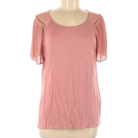 Blush Rose + Olive Pleated Short Sleeve not so basic Tee women’s medium shirt - Picture 1 of 5